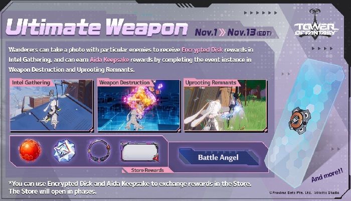 Tower of Fantasy Opening Ultimate Weapon Event, With Several Mini Events Starting Tomorrow